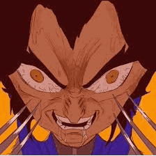 Cartoon Character Face with Sharp Claws