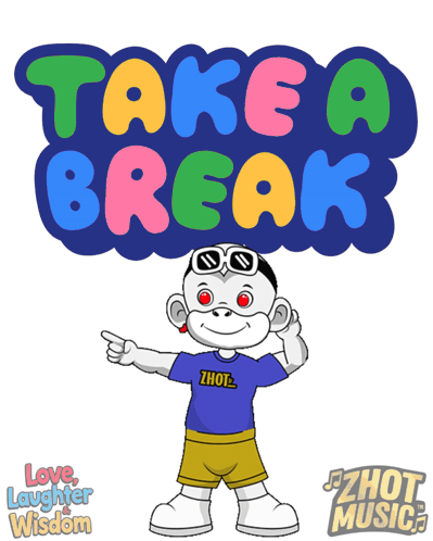 Cartoon Character Facing Colorful Take a Break Logo