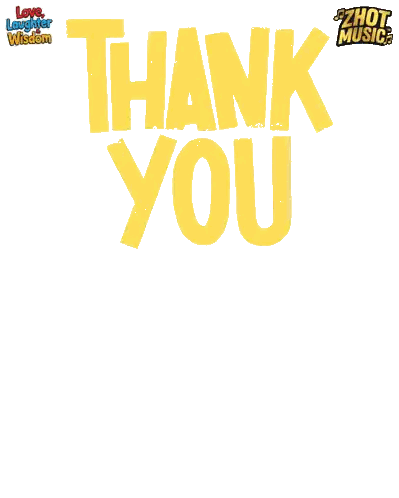Cartoon Character Facing Yellow Thank You Sign
