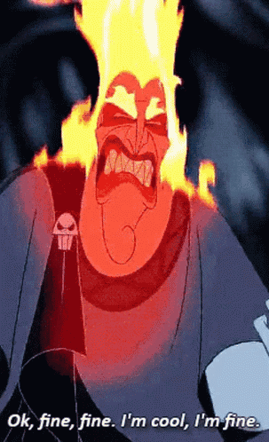 Cartoon Character Flames Saying I'm Cool I'm Fine