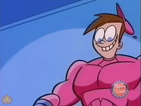 Cartoon Character Flexing Muscles With Nickelodeon Logo GIF