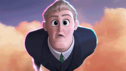 Cartoon Character Flying in Suit and Tie