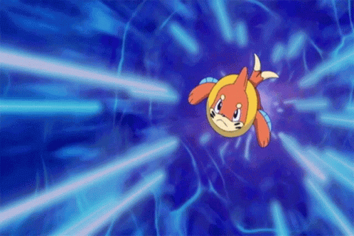 Cartoon Character Flying Through Blue Light Tunnel