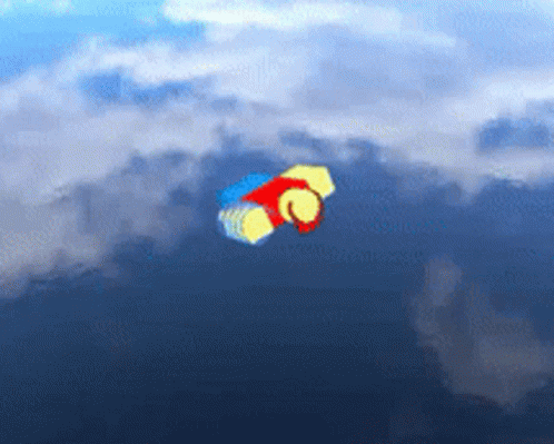 Cartoon Character Flying Through Sky GIF