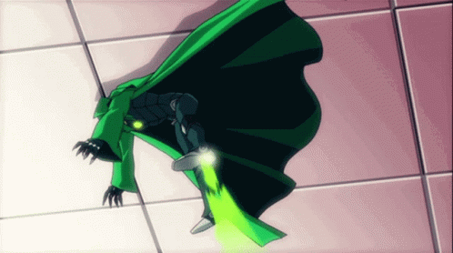 Cartoon Character Flying with Green Liquid Out Foot