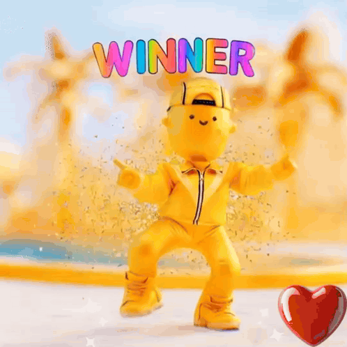 Cartoon Character Giving Thumbs Up Saying Winner