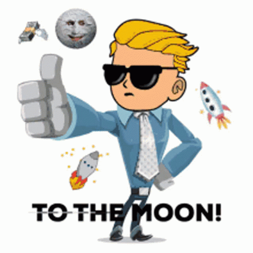 Cartoon Character Giving Thumbs Up To The Moon