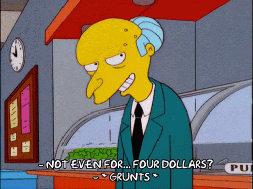 Cartoon Character Grunts Not Even for Four Dollars