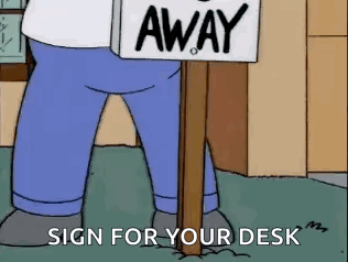 Cartoon Character Holding Away Sign GIF