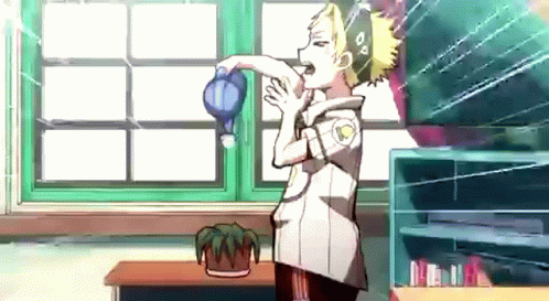 Cartoon Character Holding Balloon In Front Of Window GIF