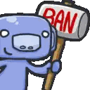 Cartoon Character Holding Ban Hammer