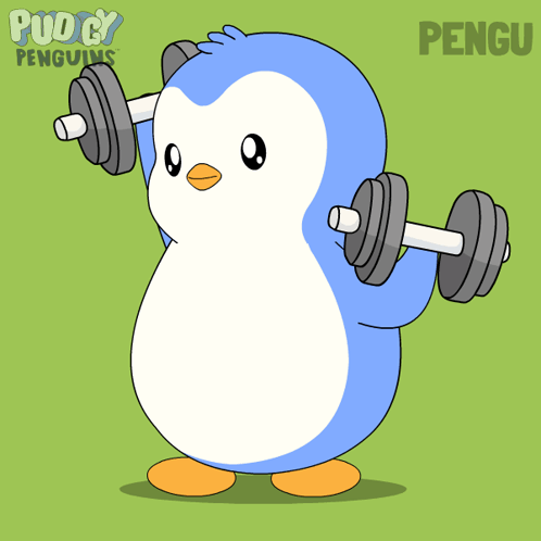 Cartoon Character Holding Barbell in Gym