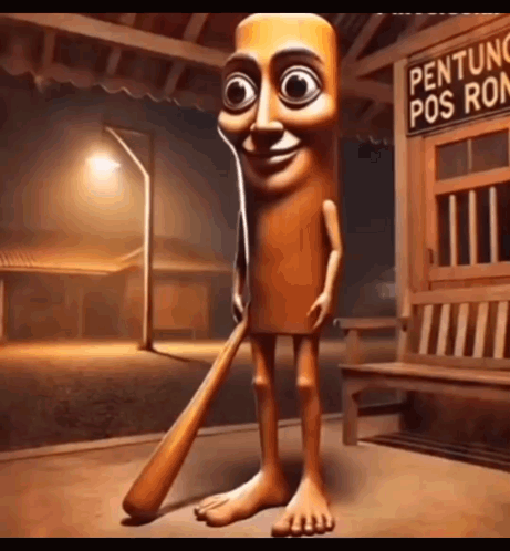 Cartoon Character Holding Baseball Bat GIF