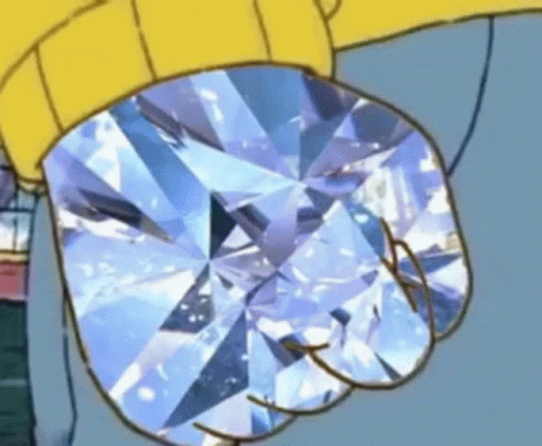 Cartoon Character Holding Blue Diamond