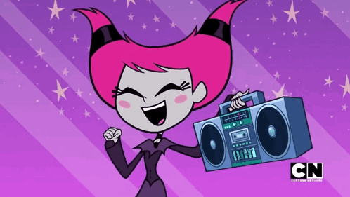 Cartoon Character Holding Boombox With CN Logo GIF