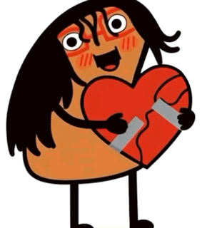Cartoon Character Holding Broken Heart with Duct Tape