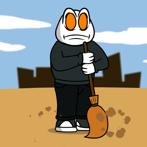 Cartoon Character Holding Broom GIF
