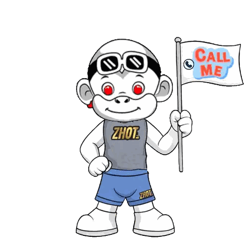Cartoon Character Holding Call Me Flag