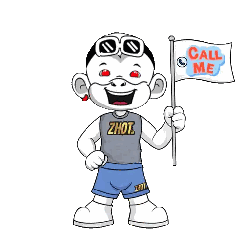 Cartoon Character Holding Call Me Flag