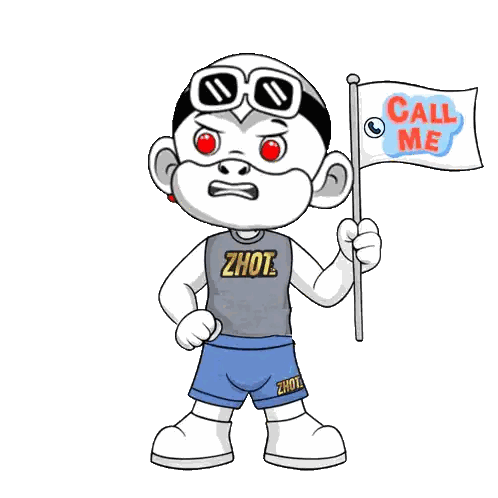 Cartoon Character Holding Call Me Flag