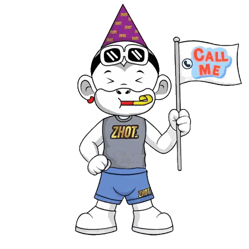 Cartoon Character Holding Call Me Flag