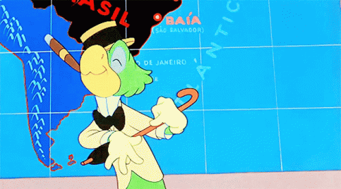 Cartoon Character Holding Cane With Brasil Map GIF