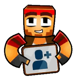 Cartoon Character Holding Card with Person