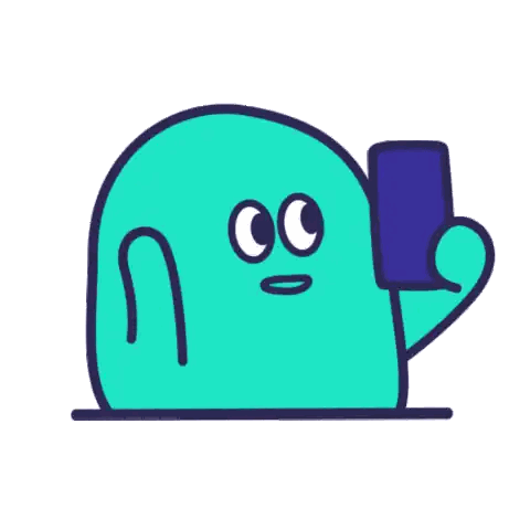 Cartoon Character Holding Cell Phone
