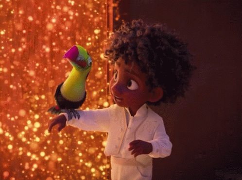 Cartoon Character Holding Colorful Parrot