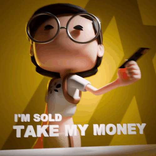 Cartoon Character Holding Credit Card I Sold Take My Money