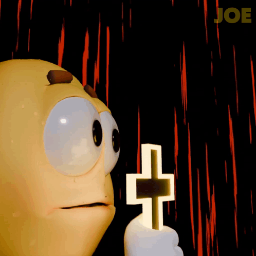 Cartoon Character Holding Cross Joe