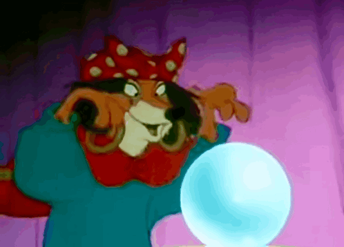 Cartoon Character Holding Crystal Ball