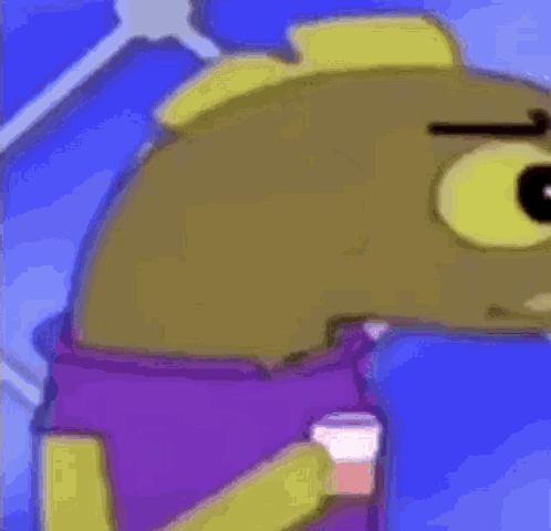 Cartoon Character Holding Cup GIF