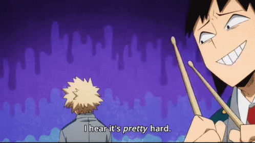 Cartoon Character Holding Drumsticks Says Pretty Hard