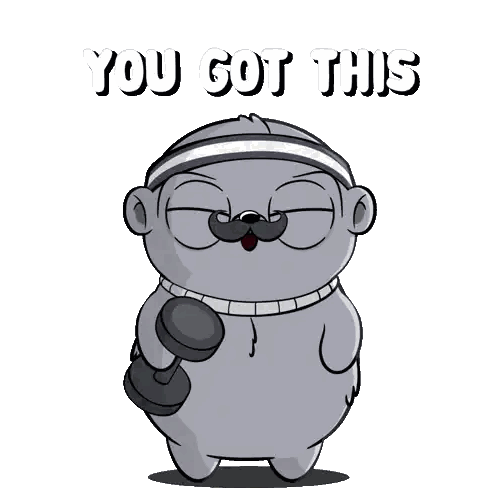 Cartoon Character Holding Dumbbell You Got This