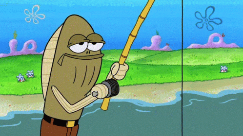Cartoon Character Holding Fishing Rod
