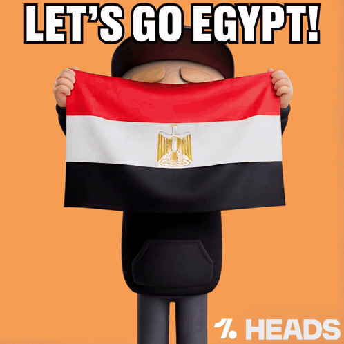 Cartoon Character Holding Flag Saying Let's Go Egypt