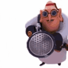 Cartoon Character Holding Flashlight And Wearing Glasses GIF