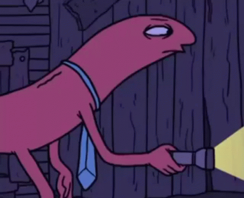 Cartoon Character Holding Flashlight GIF