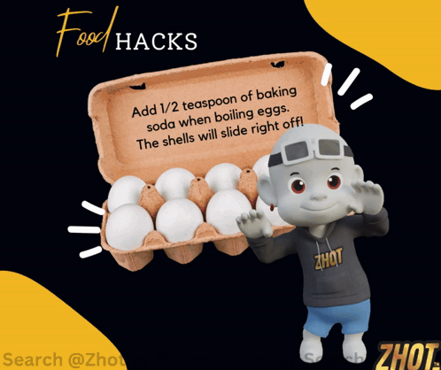 Cartoon Character Holding Food Hacks Box