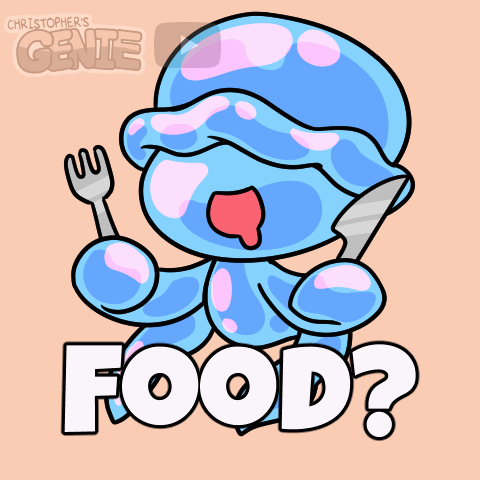 Cartoon Character Holding Fork and Knife
