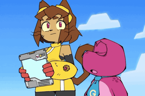 Cartoon Character Holding G Device