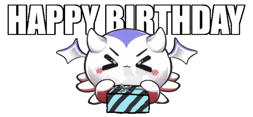Cartoon Character Holding Gift Box Happy Birthday