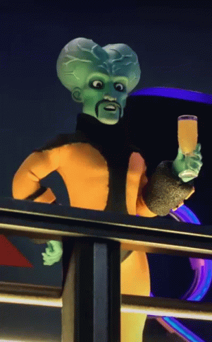Cartoon Character Holding Glass Of Champagne GIF