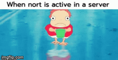 Cartoon Character Holding Green Bucket in Water