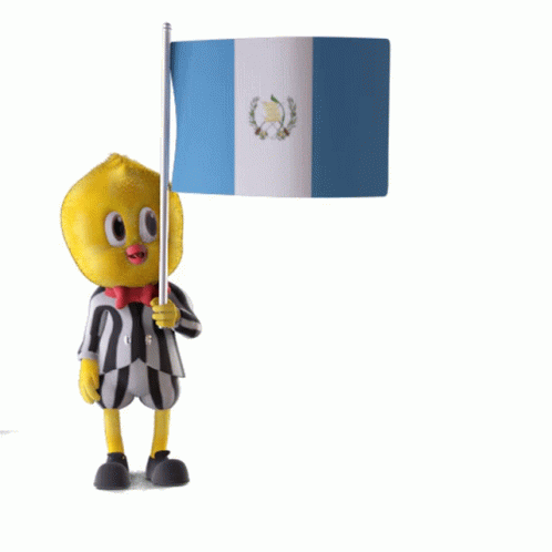 Cartoon Character Holding Guatemala Flag