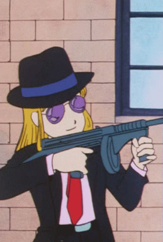 Cartoon Character Holding Gun With Hat and Sunglasses
