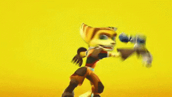 Cartoon Character Holding Gun With Ratchet Behind