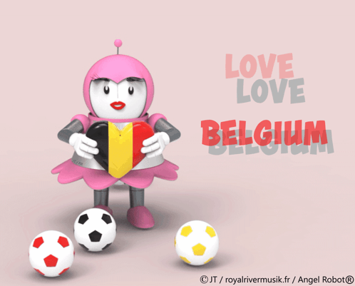 Cartoon Character Holding Heart Love Love Belgium