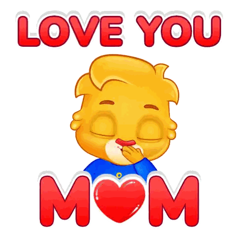 Cartoon Character Holding Heart Love You Mom